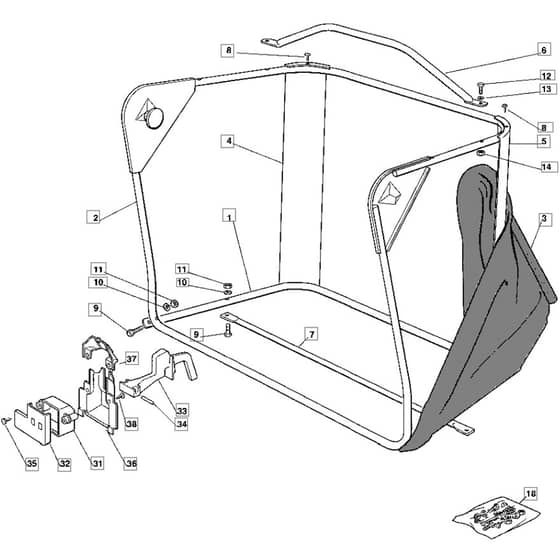 1228H - 2006 - 13-2642-16 - Mountfield Ride On Mower Grasscatcher Diagram