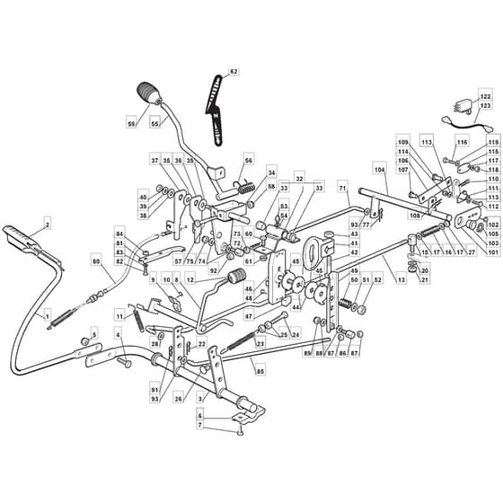 1228H - 2002-2007 - 299991133/MOE - Mountfield Ride On Mower Controls Diagram