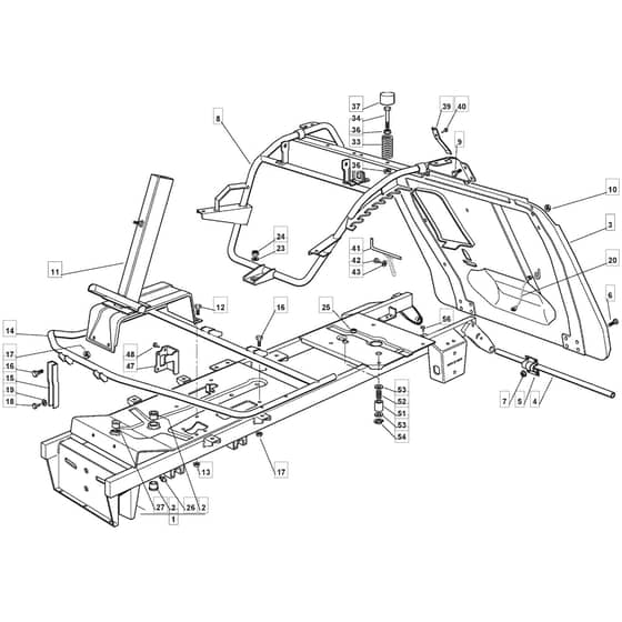 1228H - 2002-2007 - 299991133/MOE - Mountfield Ride On Mower Frame Diagram