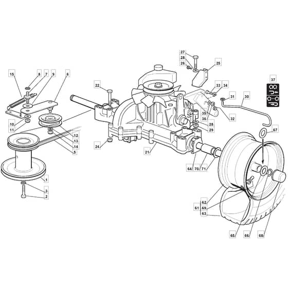 1228H - 2002-2007 - 299991133/MOU - Mountfield Ride On Mower Transmission Diagram