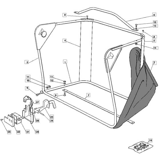 1228M - 2006 - 13-2641-16 - Mountfield Ride On Mower Grasscatcher Diagram