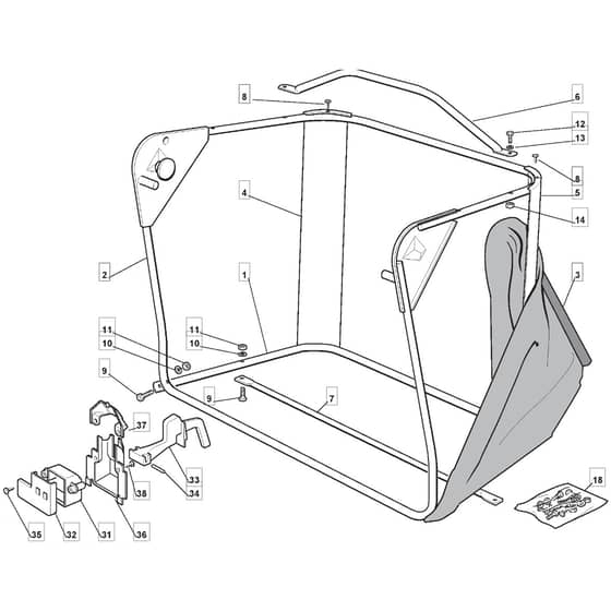 1228M - 2004-2007 - 299981133/MOE - Mountfield Ride On Mower Grasscatcher Diagram