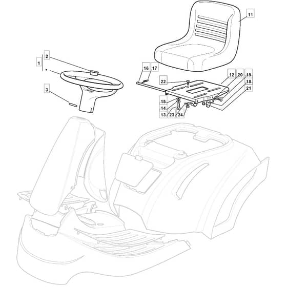 1228M - 2008 - 299981233/M08 - Mountfield Ride On Mower Seat Diagram