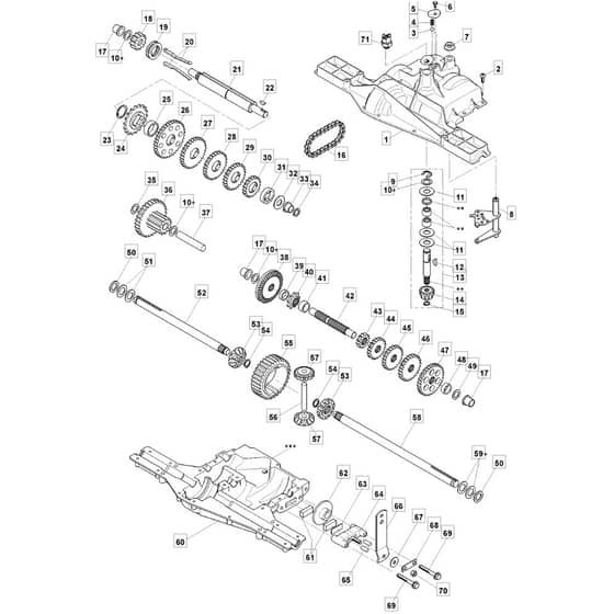 1228M - 2008 - 299981233/M08 - Mountfield Ride On Mower Transmission Assy Diagram