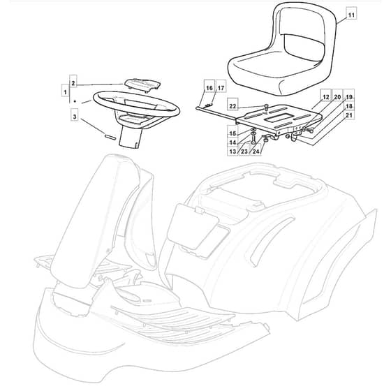 1228M - 2011-2012 - 2T1124483/UM9 - Mountfield Ride On Mower Seat Diagram