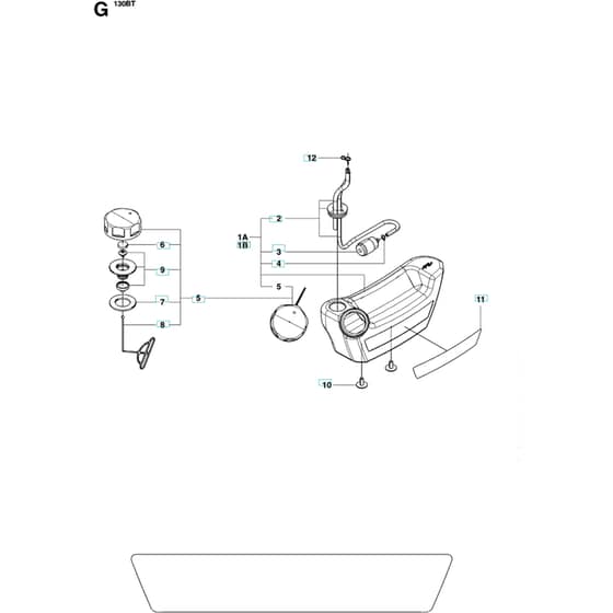 Husqvarna 130 BT - 965102204 - 20070100001-20133299999 Fuel Tank