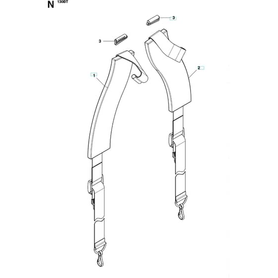 Husqvarna 130 BT - 965102204 - 20070100001-20133299999 Harness