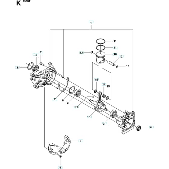 Husqvarna 130 BT - 965102204 - 20070100001-20133299999 Piston & Crankshaft