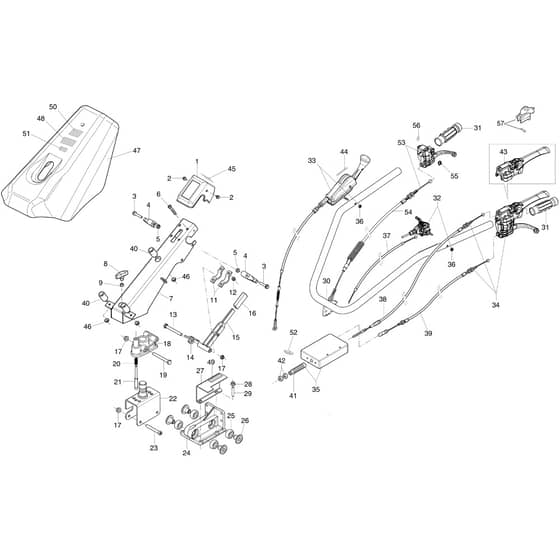130 S - 2020 - Bertolini Sickle Bar Mower Handlebar rod and handle bars Diagram