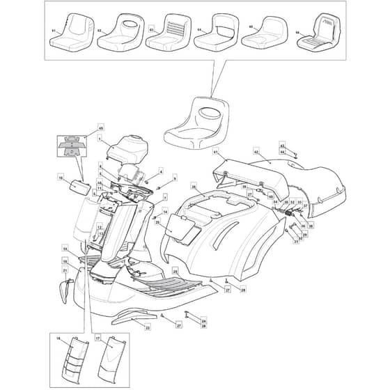 1328H - 2018-2021 - 2T0210483/M18 - Mountfield Ride On Mower Body Diagram