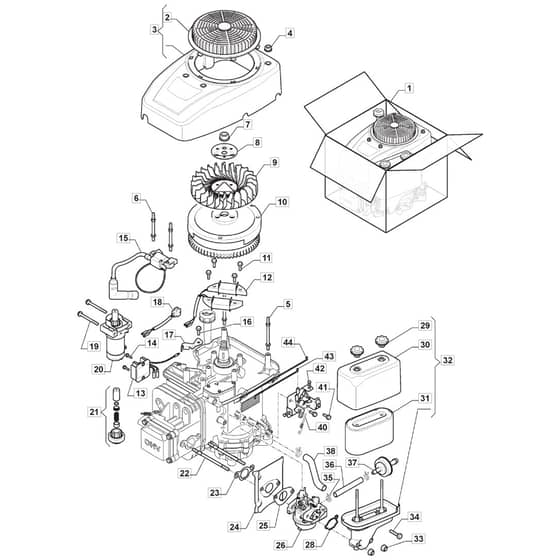 1328H - 2022 - 2T0210483/M22 - Mountfield Ride On Mower Engine Assy Diagram