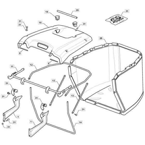 1330M  - 2022-2023 - 2T2000483/M22 - Mountfield Ride On Mower Grasscatcher Diagram