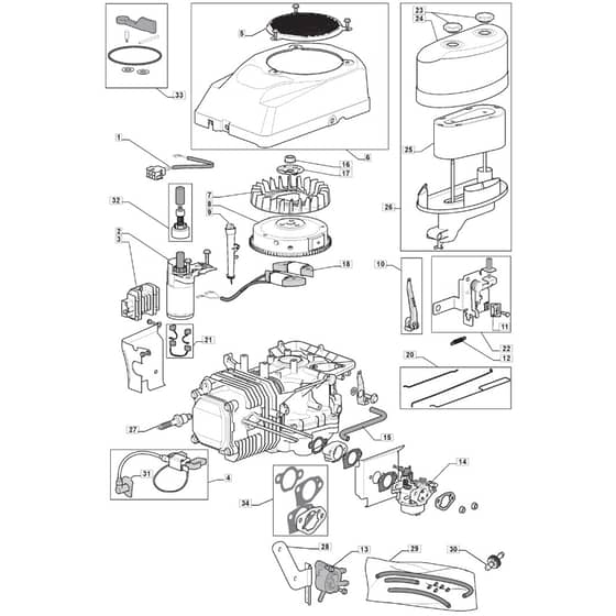 1435H - 2008 - 299954333/M08 - Mountfield Ride On Mower TRE0801 Engine Diagram