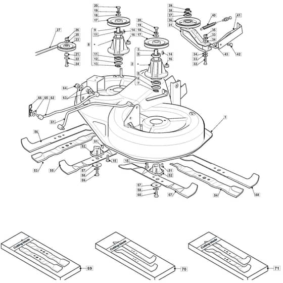 1435H - 2008 - 299964333/M08 - Mountfield Ride On Mower 92cm Deck Diagram