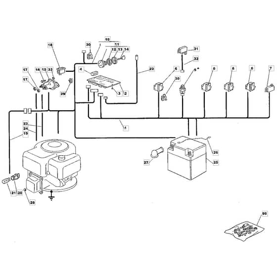 1436H - 2003 - 13-2652-13 - Mountfield Ride On Mower Electrics Diagram