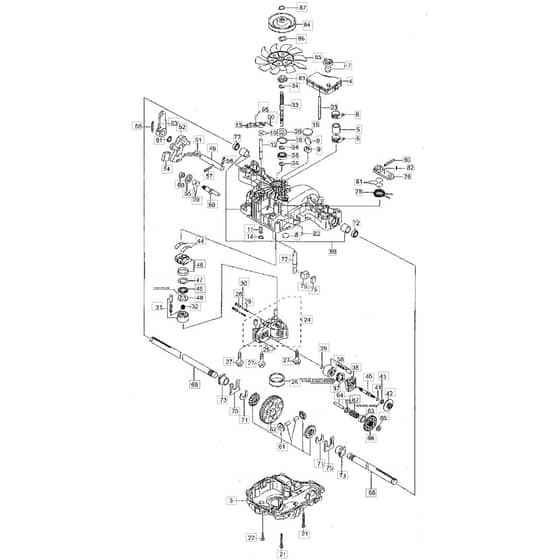 1436H - 2004 - 13-2652-14 - Mountfield Ride On Mower Kanzaki Transaxle K46F Diagram
