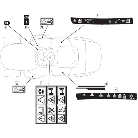 1436H - 2005 - 13-2652-15 - Mountfield Ride On Mower Labels Diagram