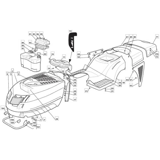 1436H - 2002-2006 - 299961383/MOE - Mountfield Ride On Mower Body Diagram