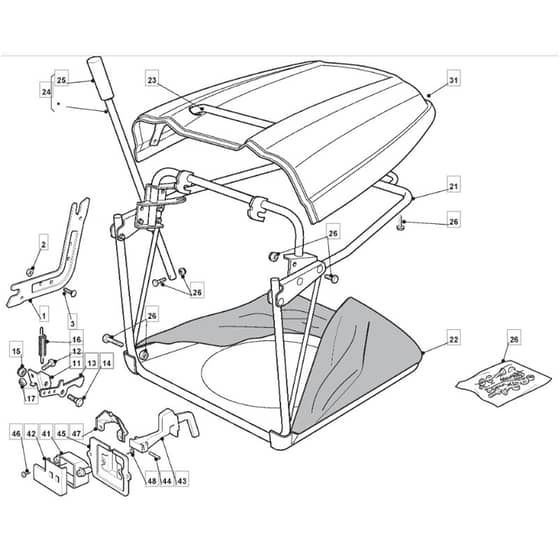 1436H - 2007 - 299964383/ME7 - Mountfield Ride On Mower Grasscatcher Diagram