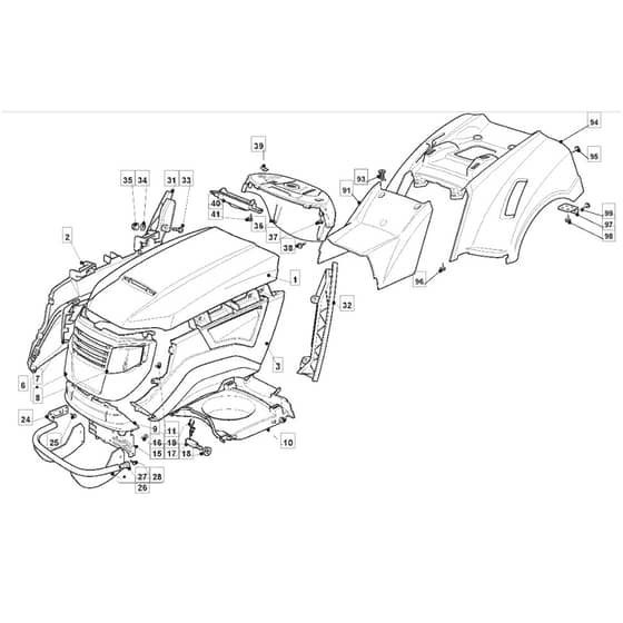 1436H - 2007 - 299964383/MO7 - Mountfield Ride On Mower Body Diagram