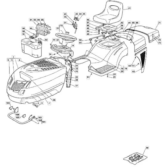 1436M - 2004 - 13-2651-14 - Mountfield Ride On Mower Body Diagram