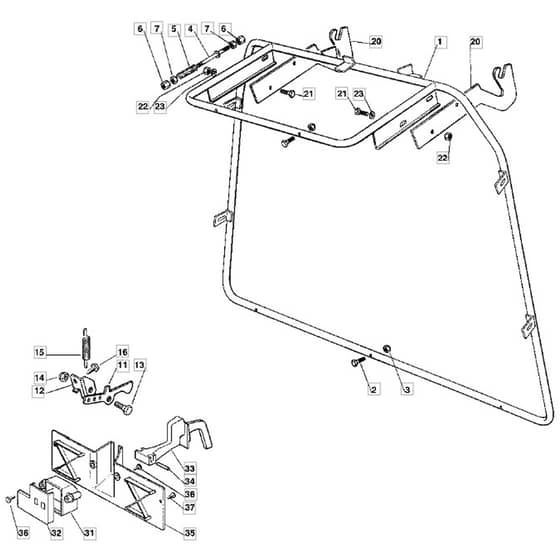 1436M - 2004 - 13-2651-14 - Mountfield Ride On Mower Grasscatcher Diagram