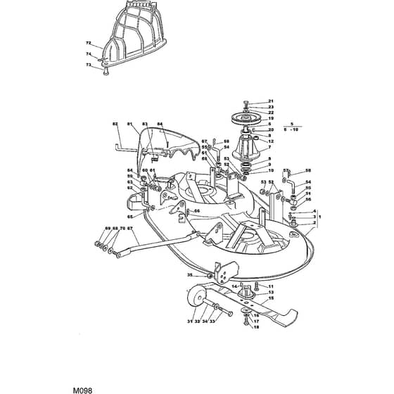 1438M - 2002 - 13-2656-12 - Mountfield Ride On Mower 98cm Deck Diagram