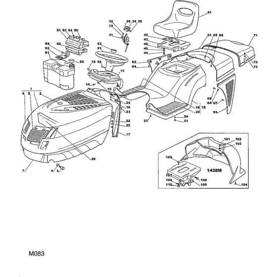 1438M - 2002 - 13-2656-12 - Mountfield Ride On Mower Body Diagram