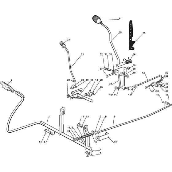 1438M - 2007 - 299952383/MO6 - Mountfield Ride On Mower Brake and Gearbox Controls Diagram