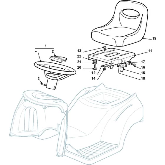 1438M - 2007 - 299952383/MOE - Mountfield Ride On Mower Seat and Steering Wheel Diagram