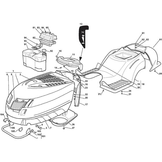 1438M SD - 2002-2005 - 299952333/MOE - Mountfield Ride On Mower Body Diagram