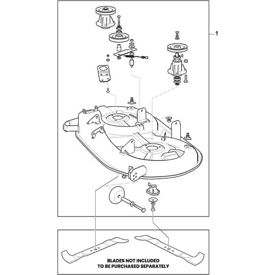 1438M-SDB - 2023 - 2T0510283/MTF - Mountfield Ride On Mower Cutting Deck Assy - SD98 Diagram
