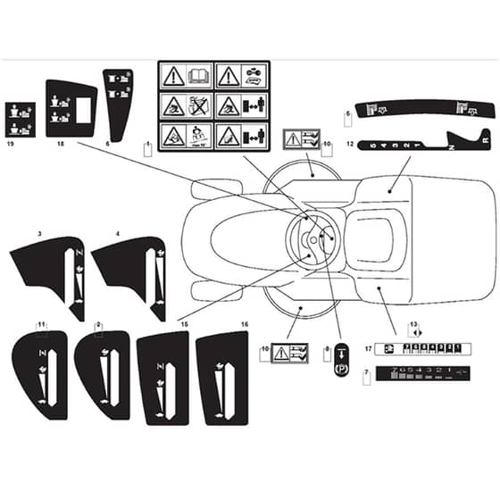 1440H - 2005 - 13-2660-15 - Mountfield Ride On Mower Labels Diagram
