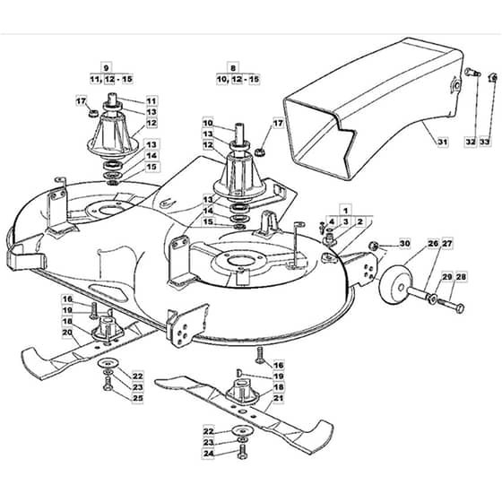 1440H - 2006 - 13-2684-11 - Mountfield Ride On Mower 102cm Deck Diagram