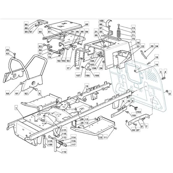 1440H - 2002-2005 - 299931333/MOU - Mountfield Ride On Mower Frame Diagram