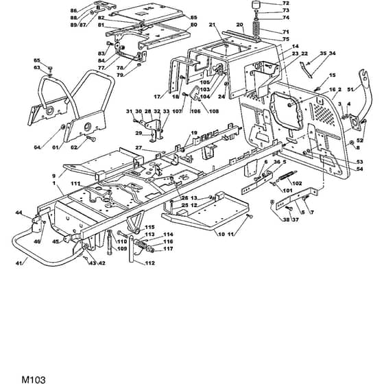 1440M - 2002 - 13-2653-12 - Mountfield Ride On Mower Chassis Diagram