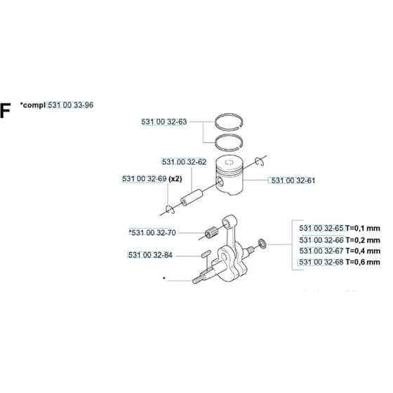 Husqvarna 145 BT - 20053300001-Current - US Piston & Crankshaft