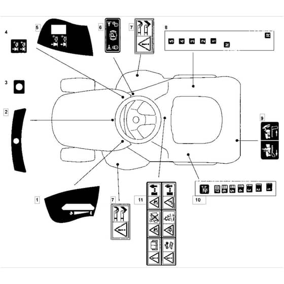 14H36H - 2007 - 13-2685-12 - Mountfield Ride On Mower Labels Diagram
