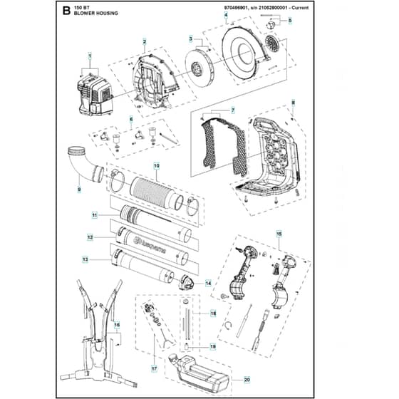 Husqvarna 150 BT 2021 and up Blower Housing