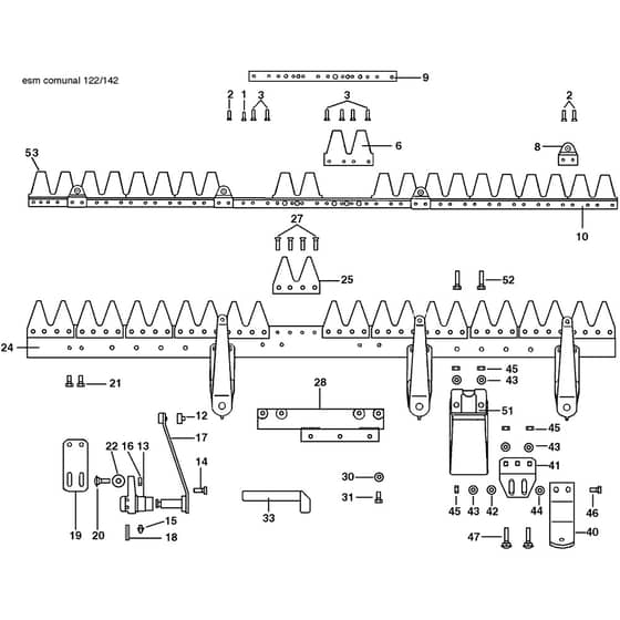 150 S - Bertolini Sickle Bar Mower Cutter Bar Diagram