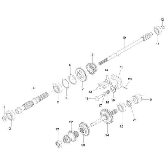 150 S - Bertolini Sickle Bar Mower Speed gears of the gearbox Diagram