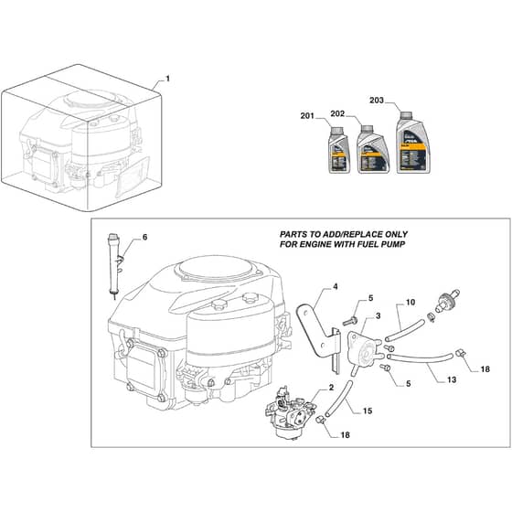 1530H - 2024-2025 - 2T2120483/M25 - Mountfield Ride On Mower Engine, Fuel Pump Diagram