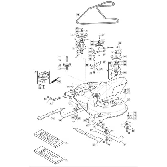 1530M - 2020 - 2T2020483/M20 - Mountfield Ride On Mower 84cm Deck Diagram