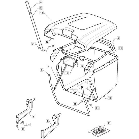 1530M - 2020 - 2T2020483/M20 - Mountfield Ride On Mower Grasscatcher Diagram