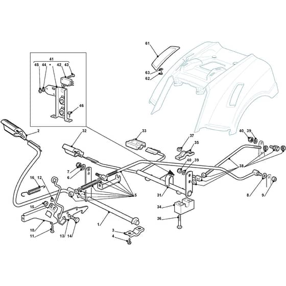 1538H - 2008 - 299968433/M08 - Mountfield Ride On Mower Brake and Gearbox Controls Diagram