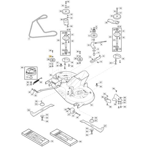 1538H - 2022-2023 - 2T2610483/M22 - Mountfield Ride On Mower 98cm Deck Diagram