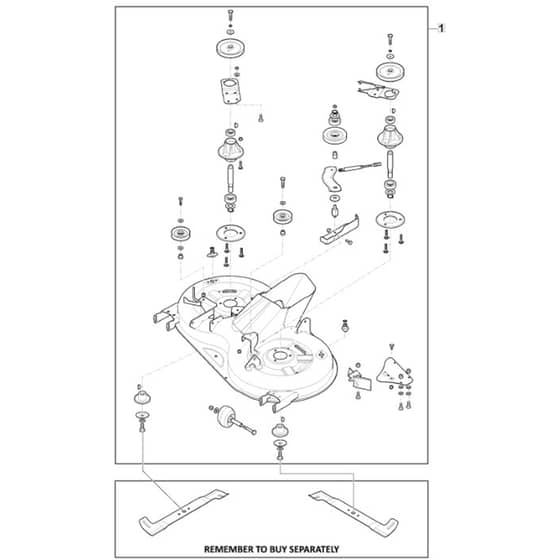 1538H - 2022-2023 - 2T2610483/M22 - Mountfield Ride On Mower Cutting Deck Assy - MP98 Diagram