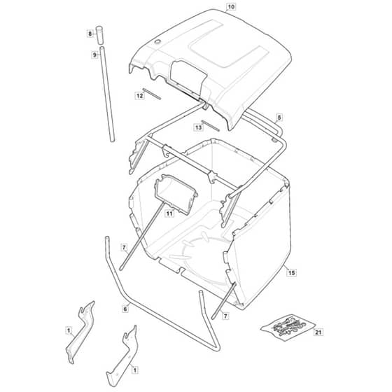 1538H - 2020-2021 - 2T2620483/M20 - Mountfield Ride On Mower Grasscatcher Diagram