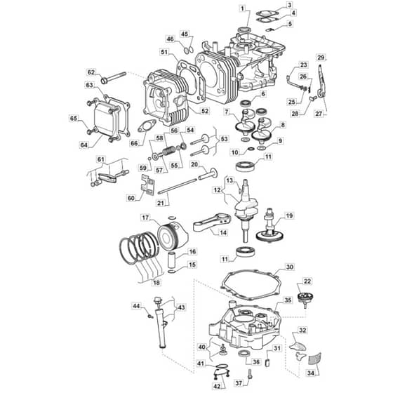 1538H - 2020-2021 - 2T2620483/M20 - Mountfield Ride On Mower Piston Diagram
