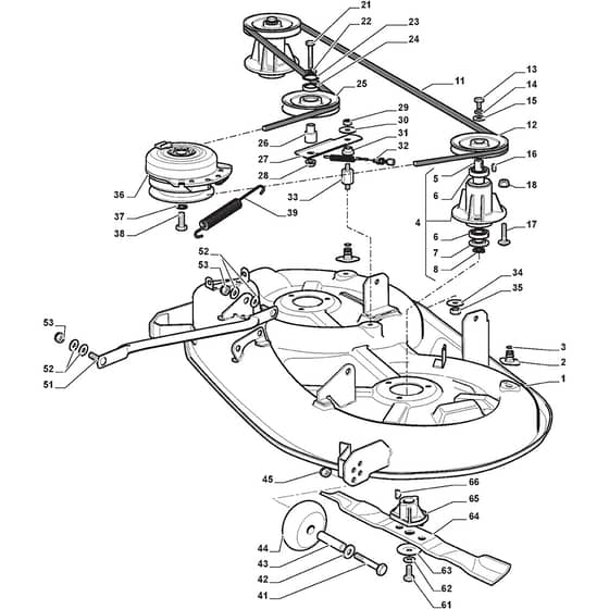 1538H-SD - 2015-2020 - 2T0630483/M15 - Mountfield Ride On Mower Cutting Plate Diagram